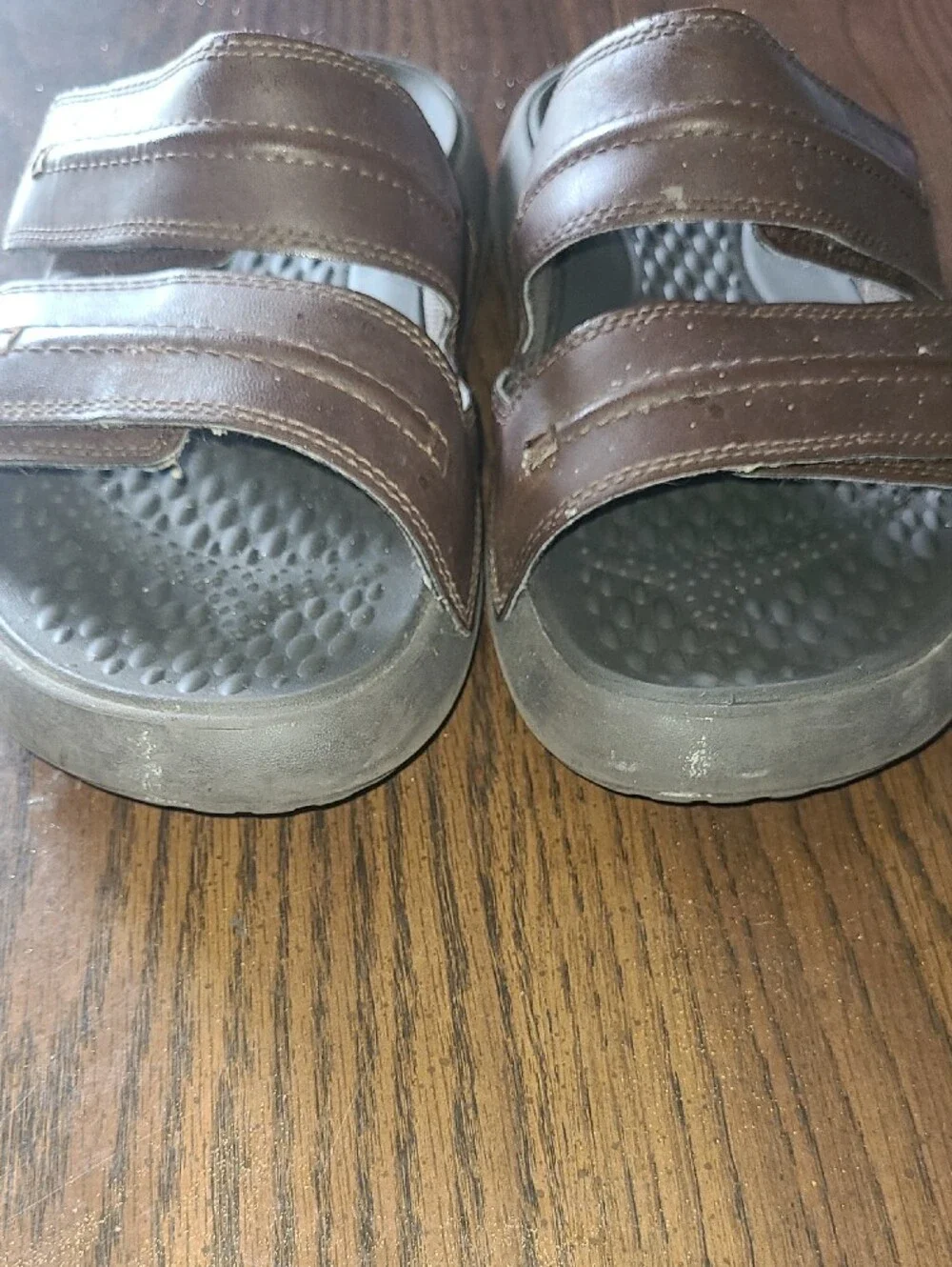 CROCS Men's Brown Leather Strap Slide Sandals Size 8